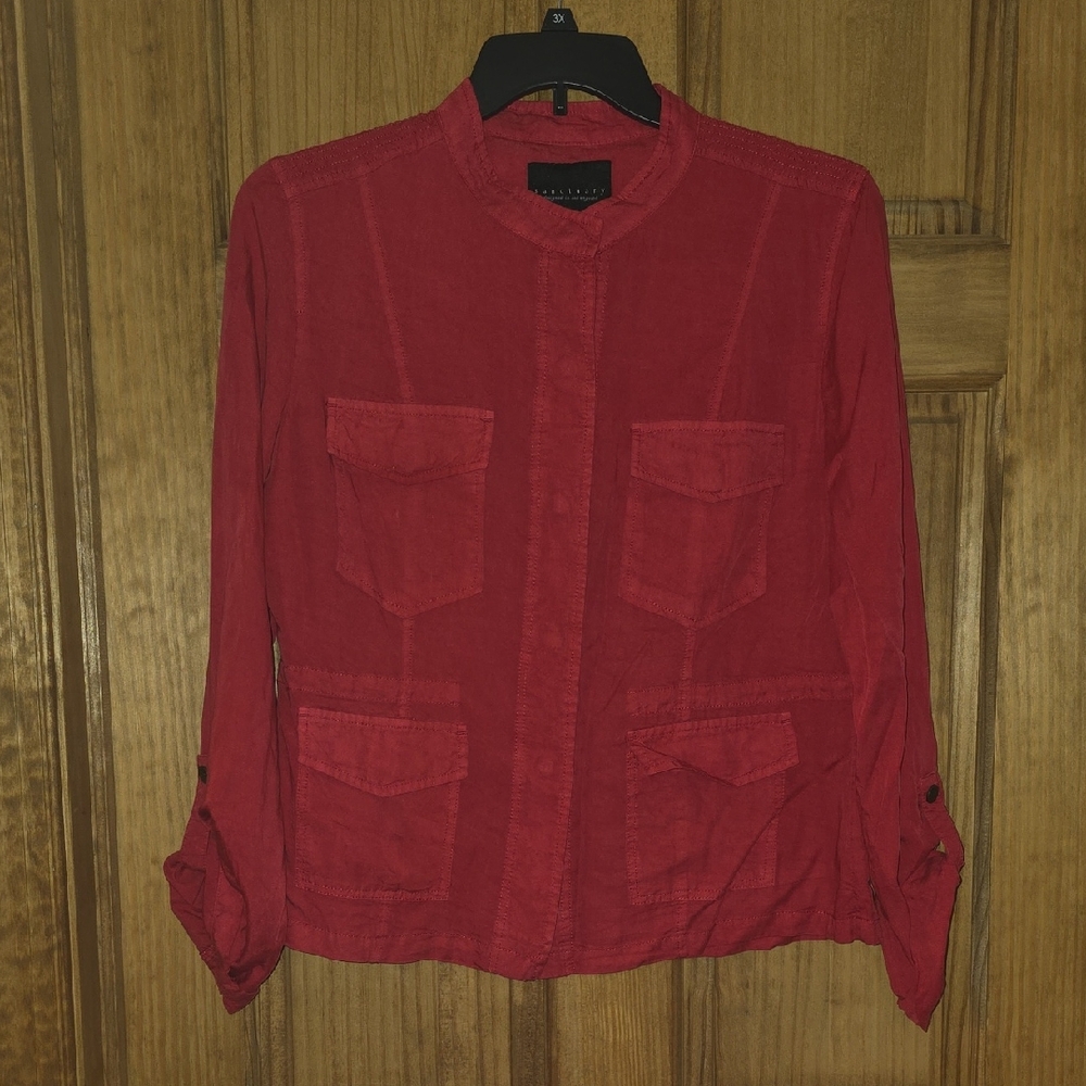 NWT Sanctuary Red Casual Button Down Safari Jacket